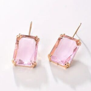 EMERALD CUT SYNTHETIC GEMSTONE EARRINGS